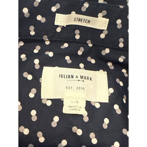 Julian & Mark Geo Dot Long Sleeve Button Front Shirt Gray Black Size L NWT - Picture 9 of 10